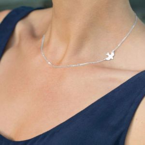 Kal-Collier Ras Du Cou Délicat En Argent Avec Pendentif Colombe Pour Femmes Et Filles - Neuf