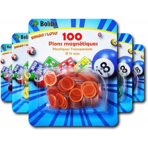 Eryi-Jeton Loto Magnétique - 100 Pions Magnétiques - 17 Mm De Diamètre - Coloris Au Choix - Bleu, Orange, Jaune, Vert, Rouge, Violet - Bingo (Orange) - Neuf