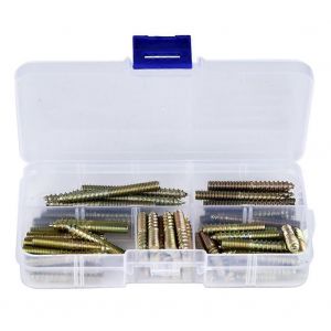 80pcs M5 Goujon Vis Travail du Bois Meubles Connecteur Double Fin Vis Cintre Boulon - Neuf