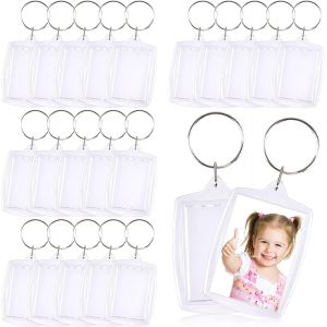 KAL-20 Pcs Porte-Clés Photo, Porte-Clé Acrylique, Porte Clef Personnalisable, Diy Porte Clef Photo Avec Anneau Brisé, Transparent Key Chain Pour Clés, Famille, Des Couples, Diy Souvenir (3.2 X 4.6 Cm - Neuf