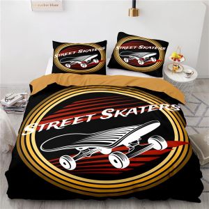 X Cm Microfibre Housse De Couette Personne Fille Doux Confortable Parure De Lit Skateboard Parure Housse Couette X + X Taies D'oreiller Xcm - Neuf