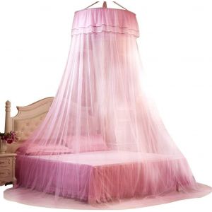 Kal-Lit Respirant Moustiquaire 360 U200bU200b° Rideau De Lit À Baldaquin, Pliable Princesse Dentelle Style Chambre Décoration Dames Pour La Maison(Pink) - Neuf