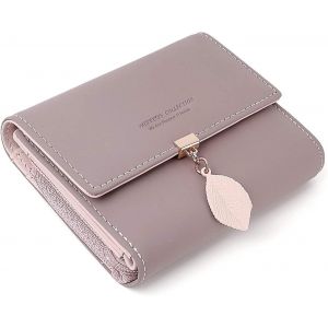 Portefeuille pour femmes,pompon en cuir PU portefeuille petit portefeuille sac à main pour femmes rose foncé - Neuf