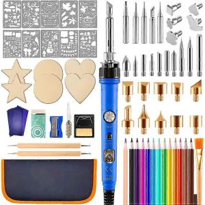 Kit De Chauffage Au Bois 80pcs,Ensemble De Pyrographie De Stylo Br&ucirc;leur &Agrave; Bois Pour Les D&eacute;butants,Temp&eacute;rature R&eacute;glable 200 450c Outil De Combustion Du Bois Avec Interrupteur Fer &Agrave; Souder Chaud - Neuf