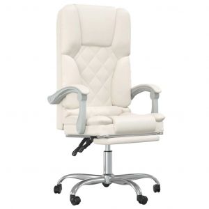 Fauteuil de massage inclinable de bureau informatique &eacute;tude similicuir cr&egrave;me Helloshop26 02_0025402 - Neuf