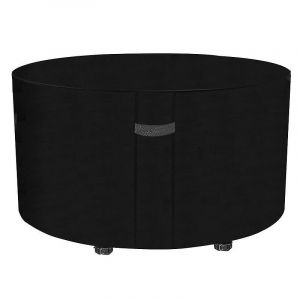 Housse De Table De Jardin Ronde Noire (188 X 84 Cm) Pour Ensemble Table Et Chaises De Patio, Imperm&eacute;able, Anti-Poussi&egrave;re, Ind&eacute;chirable Et Anti-Uv - Neuf
