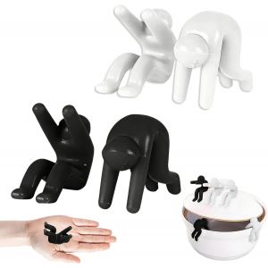 Kalanka-4 Pi&egrave;ces Leviers De Couvercle En Silicone Anti-D&eacute;bordement Ouvre Couvercle Universel R&eacute;sistant &Agrave; La Chaleur Protection Anti-&Eacute;claboussures Pour Casseroles Et Po&ecirc;les Noir & Blanc - Neuf