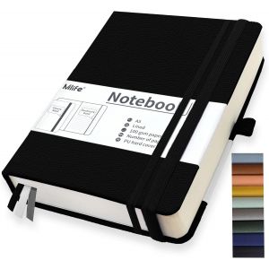 Eryi-A5 Carnet De Notes De Journal Épaissi,360 Pages Et 100g/M² De Papier Résistant À L'encre,Carnets De Notes Avec Pochette Pliante Pour Le Bureau École Maison Écriture&notes(Noir) - Neuf