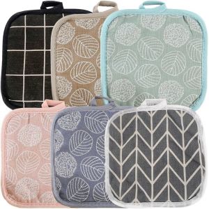 Eryi-Lot De 6 Maniques En Coton - Carrées, Gants De Cuisine Isolants À Suspendre, Set De Table Résistant À La Chaleur Pour La Maison Et Le Barbecue - Neuf