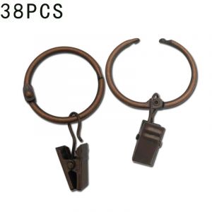 Lot de 38 anneaux de rideaux ouvrables en métal avec clips, diamètre intérieur de 1,22 pouce, cuivre rouge - Neuf