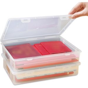 Tianyi-Lot De 2 Boîtes De Rangement Polyvalentes, Transparentes, Format A4, Rangement De Papier, Organiseur De Blocs De Construction, Boîte De Rangement Avec Couvercle Pour Documents, Magazines - Neuf