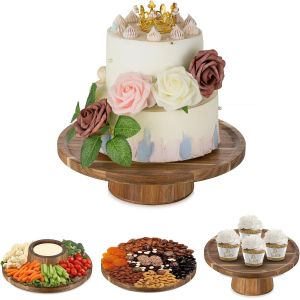 Support Gateau Presentoir Piedestal: 29.3cm Cupcake Rond Pr&eacute;sentoir Pr&eacute;sentoirs G&acirc;teau Bois Mariage Pied Porte Stand G&acirc;teaux - Neuf