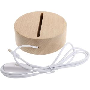 Kal-1 Base Lumineuse En Hêtre - Lampe De Table Led - Base D'affichage Lumineuse - Base Led - Support De Lampe De Chevet 3d - Blanc - Bois Acrylique - Neuf