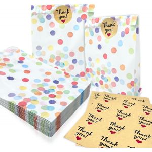 Lot De 20 Sachets &Agrave; Bonbons En Papier &Agrave; Pois Avec 24 Autocollants Pour Cadeaux De Mariage,D'anniversaire,De F&ecirc;te - Neuf