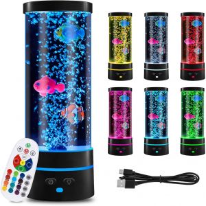 Eryi-Lampe À Lave Avec Poisson - Usb Led 29 Cm, 16 Couleurs Changeantes - Lampe À Bulles D'ambiance Pour Enfants - Cadeau De Noël Et Décoration De Chambre - Neuf