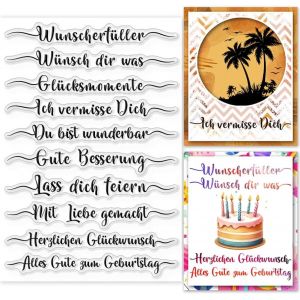 Tampons Transparents En Silicone Avec Dictons Allemands Et Papillons Pour Scrapbooking Mots Émotionnels Allemands Tampons Transparents Pour La Fabrication De Cartes Journal Album Photo - Neuf