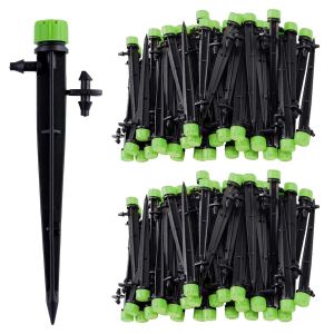 100pcs Micro-asperseur D'irrigation Goutte à Goutte, 360 Degrés 8 Trous d'eau Flux Irrigation Emetteurs pour Tube de 1/4 (4-7mm), pour Système D'irrigation Goutte à Goutte de Jardin, Vert - Neuf