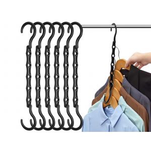 Lot de 6 cintres magiques gain de place &agrave; 5 trous pour l'organisation de votre placard - Neuf