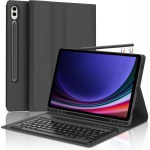 Étui Avec Clavier Pour Samsung Galaxy Tab S9 Plus 12.4"" 2023, Clavier Italien Bluetooth Magnétique Avec Fente Pour Stylo, Protection 360° Et Design Ultra Fin, Noir - Neuf