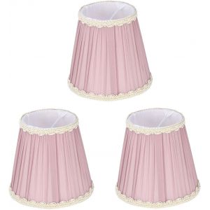 TIANYI-3Pcs Petit Abat-Jour, 9 x 14 x 13 cm Abat-Jour en Tissu Plissé à Pince, Couvercle de Lampe pour Lampe de Table et Lustre Table de Chevet Applique (Violet Clair) - Neuf