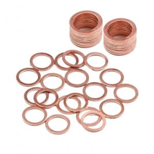 Laiton-Cuivre Rondelles De 20 Pi&egrave;ces De Cuivre Massif D'un Plat Anneaux 10x14x1mm Pour Bouchon De Carter D'huile Raccords De Mat&eacute;riel - Neuf