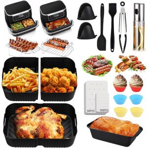 Silicone Moule Air Fryer pour Ninja Double Stack XL 7.6L-17 Pi&egrave;ces Accessoires Air Fryer pour Ninja SL300EU, Air Fryer Accessoires- Moule Air Fryer, Moule Pain, Grille Racks etc - Neuf