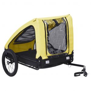 Remorque Chariot Transport De V&eacute;lo Pour Animaux De Compagnie Jaune Helloshop26 02_0044317 - Neuf