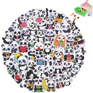 Ayuhr-43 Pièces Panda Diamond Painting Kit Enfant,Diy Animaux Diamond Painting Autocollants Kits Enfants,Strass Broderie Diamant Peinture Mosaïque Autocollants Panda Arts Kit Décoration Pour Débutant - Neuf