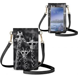 KAL-Petit Sac À Bandoulière Pour Téléphone Portable, Porte-Cartes, Portefeuille, Sac À Main Pour Écran Tactile, Lunettes De Soleil Girafe Family, Taille Unique - Neuf