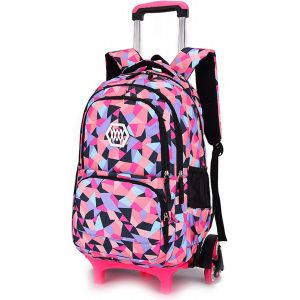 KALSC-Sacs À Dos Chariot,Cartable À Roulettes Enfant Sac D'École Primaire Avec Chariot 6 Roues Multi-Poches Pour Garçons Filles Aller À L'École Détendu,Voyage -Noir - Neuf