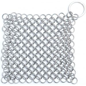 Nettoyeur De Fonte En Acier Inoxydable 4x 4 Pouce Récureur En Cotte De Mailles, Acier Inoxydable Filet Maille Pot Poêle Fonte Nettoyage Brosse,Idéale Pour Nettoyer La Poêle En Fonte,Le Wok,La Marmite - Neuf