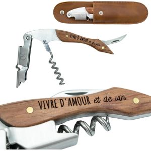 Tire-Bouchon Sommelier En Acier Inoxydable Gravé, Professionnel, Avec Coupe-Bouteille, Ouvre-Capsule Et Couteau - Cadeau Personnalisé Pour Homme Femme - Ouvre-Bouteille Cadeau Anniversaire - Neuf