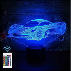 Voiture De Sport 3d Illusion Veilleuse Jouets,D&eacute;cor De Maison Led Lampe De Chevet Table,Tactile & T&eacute;l&eacute;commander 16 Couleurs,Cadeau D'anniversaire De No&euml;l Pour Gar&ccedil;ons Enfants Amis Et Famille - Neuf