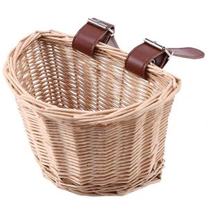 Paniers De V&eacute;lo Vintage En Rotin Pour Enfants, Panier De V&eacute;lo, De Scooter, Panier Avant De V&eacute;lo Pour Enfants, Taille Xs (Couleur Bois) - Neuf