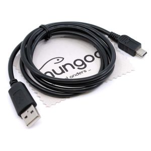 Câble de données USB Compatible avec JVC GZ-MC200US, GZ-MC500US, GZ-MG130, GZ-MG150, GZ-MG155, GZ-MG157, GZ-MG20, GZ-MG21, GZ-MG255 - Mini USB - 1 m - avec Chiffon de Nettoyage d'écran Mungoo - Neuf