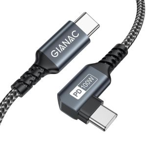 THEF-Câble USB C 3M Charge Rapide 90 Degrés - Câble USB Type C PD 5A/20V avec puce E-Mark pour Macbook Pro/MacBook Air/iPad Pro/Samsung Galaxy/Huawei/Book Pixel/Tablette Google - Neuf
