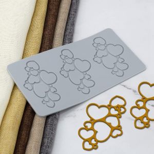 Kal-Moules En Silicone 3d En Forme De Feuilles Pour Fleurs, Gâteau, Fondant, Feuille D'abeille, Pâtisserie, Impression De Rose, Moule En Dentelle Creuse (Love_22,4 X 11,7 X 0,3 Cm_D) - Neuf