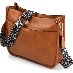 RFCBC-Sac a Main Femme Bandoulière Mode, Femme Sac à Bandoulière en Cuir PU avec Bretelles Réglable et Amovible, Sac Bandouliere Femme, pour Voyage Quotidien Travail École (Brun) - Neuf