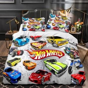 Parure De Lit Imprimee En 3d Monster Truck Hot Wheel, Housse De Couette Et Taie D'oreiller, Pour Lit Double, Queen Et King Size, Pour Decoration De Chambre 01 - Neuf