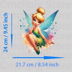 Dessin Anim&eacute; Disney F&eacute;e Clochette Impression Pour V&ecirc;tements Fer Sur Patchs Applique Pour V&ecirc;tements Flex Fusible Transfert Vinyle Autocollants.Est-21h. - Neuf