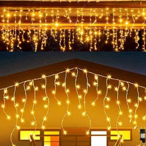 Jgd-Lumi&egrave;res De No&euml;l D'ext&eacute;rieur En Cascade 10 M 400 Led, Rideau Lumineux Ext&eacute;rieur, 8 Modes Rideau Lumineux Ext&eacute;rieur Avec Imperm&eacute;able, D&eacute;corations De Jardin Pour Ext&eacute;rieur, Blanc Chaud - Neuf
