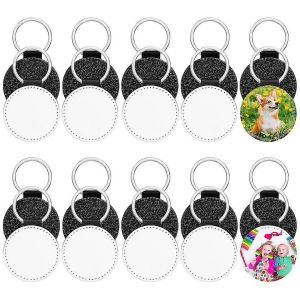 20 Pcs Cuir Porte-Clés Blancs En Vrac Sublimation Porte-Clés Blanc Pu Cuir Cadeaux Glitter Heat Transf - Neuf