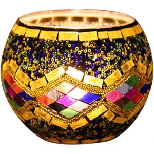 Kalanka-Photophore En Verre Mosaïque Teinté Romantique Fait À La Main Pour Centres De Table, Noël, Saint-Valentin, Fête D'anniversaire, Décoration D'intérieur (A) - Neuf