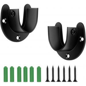 2 Pièces Supports pour Tringles à Rideaux 32 mm,Base en U en Acier Inoxydable-Montage Mural avec Vis Incluses pour Armoires,Garde-Robe,Salle de Bain,Balcon - Neuf