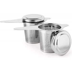 2pcs Infuseur À Thé En Acier Inoxydable, Filtre À Thé Avec Poignées & Couvercle,Passoire À Thé,Infuseur The Pour Tasse,Filtre Pour Théière,Tasse,Bouteille,Verre - Neuf