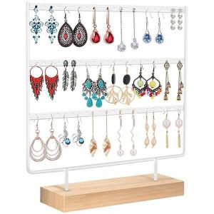 Présentoir À Bijoux, Présentoir À Boucles D'oreilles, Armoire À Boucles D'oreilles, Présentoir À Bijoux, Rangement De Bijoux En Métal Massif, Blanc - Neuf