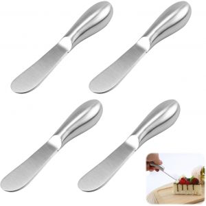 Oayew-4pcs Couteaux &Agrave; Beurre Et &Agrave; Fromage En Acier Inoxydable, Couteaux &Agrave; Tartiner Multifonctions Avec Poign&eacute;e Ergonomique, Pour Tartiner Beurre, Fromage, Confitures (13.5 Cm, Argent&eacute;) - Neuf