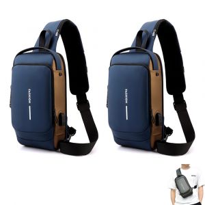 Lot De 2 Sacs &Agrave; Dos Bandouli&egrave;re Antivol Avec Port Usb, Sac Bandouli&egrave;re L&eacute;ger Pour Une Utilisation Quotidienne - Neuf