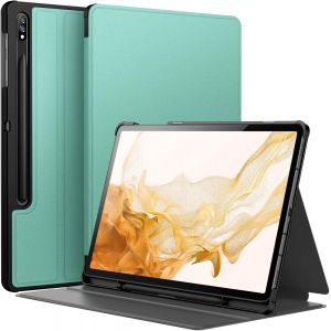 Coque pour Samsung Galaxy Tab S8 Plus 2022 / S7 FE 2021 / S7 Plus 2020 12,4 Pouces avec S Pen Porte-Stylet, Fine Folio Protecteur Tablette Housse &Eacute;tui, Multi-Angle Affichage (Vert) - Neuf