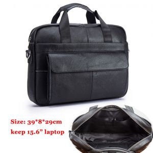 Wla.com-Sac à bombes d'affaires en cuir noir pour hommes,portefeuille fourre-tout,étui pour ordinateur portable et documents,design antique,sac messager,rêves douloureux,huile,16 ",1119 - 1119-black - Neuf